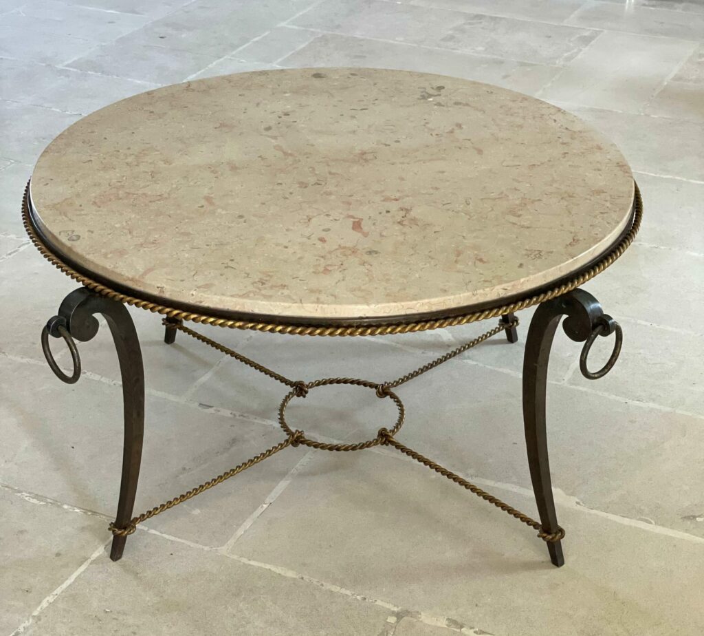 Table basse 1940 marbre fer forgé Merceris