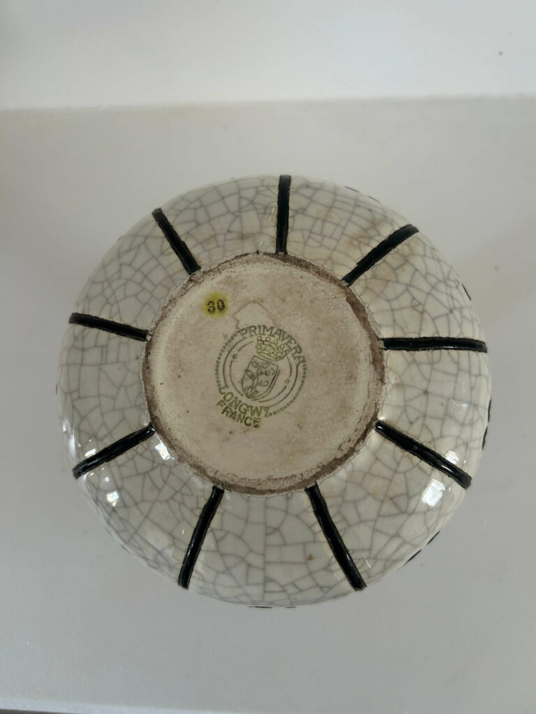 Primavera, vase art deco blanc et noir