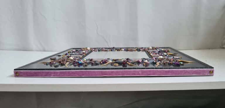 Miroir Gris Parme et or - Lydie Eyraud