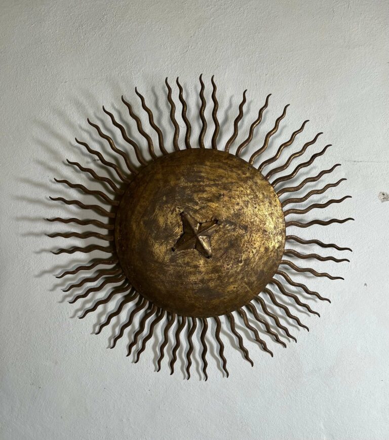 Plafonnier soleil années 50 style Poillerat