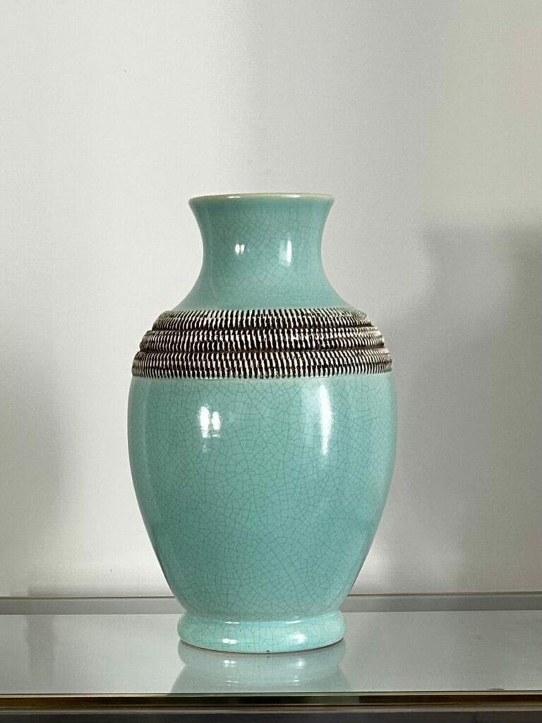 Pol Chambost - Vase en céramique turquoise - Vallauris 1950