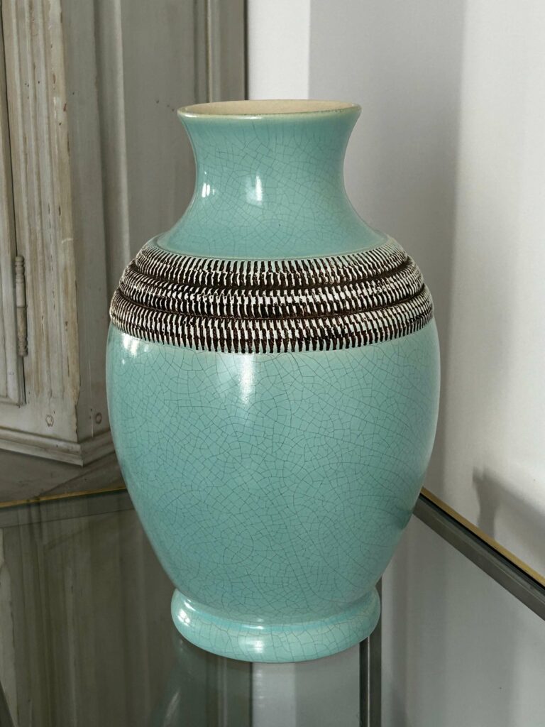Pol Chambost - Vase en céramique turquoise - Vallauris